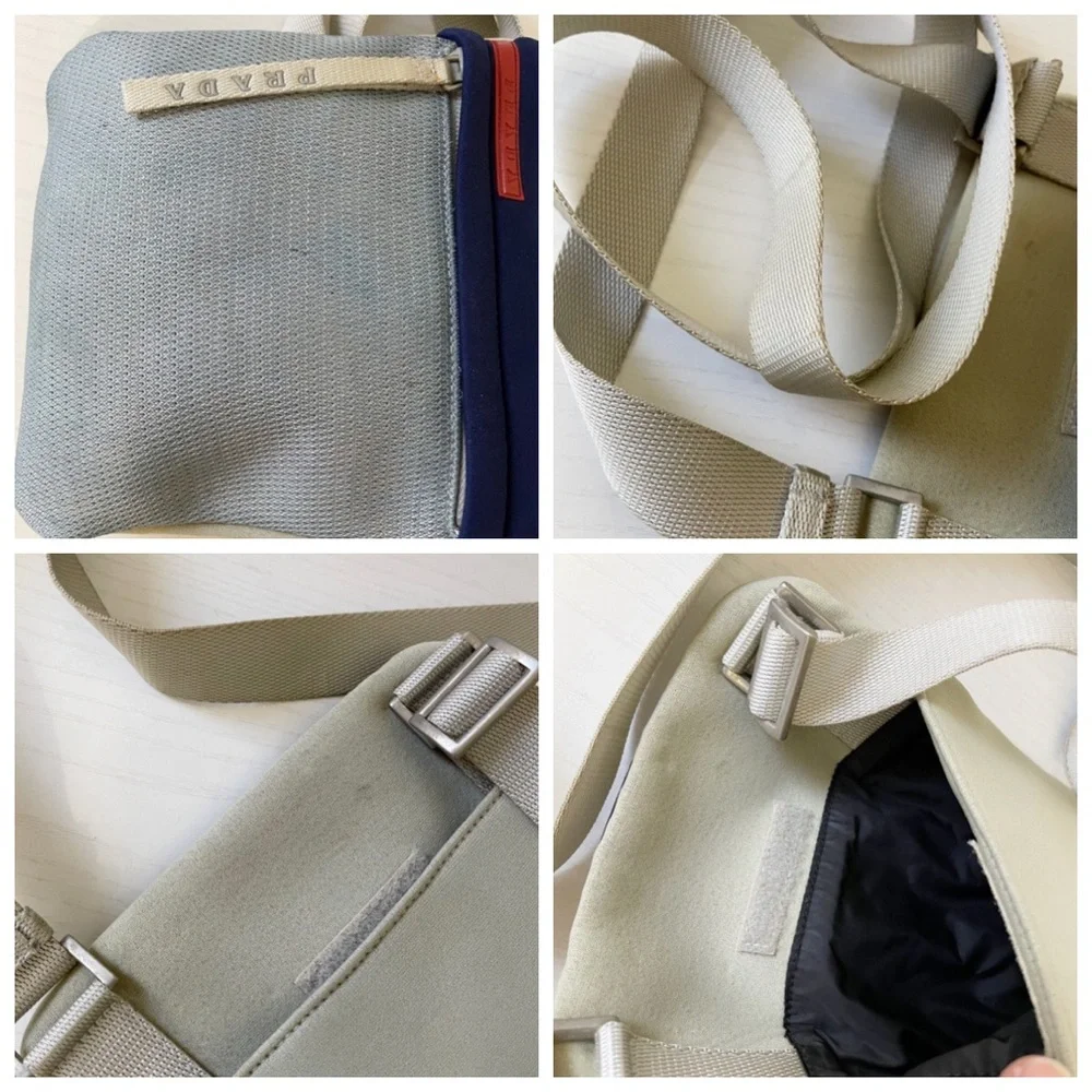Prada gray and blue neoprene blue mesh small crossbody sport bag - Picture 4 of 9